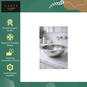 Meilleur lavabo en laiton martelé plaqué argent, design intérieur artisanal, lavabo encastré, écologique, moderne, luxe, cuisine, prix bas - Product Image 2