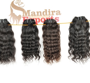 100% vente en gros vendeur vierge brut naturel noir couleur ondulé non traité temple indien extensions de cheveux humains - Product Image 2