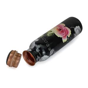 Black Printed Pure Copper <b>Bottle</b> with Carrying Bag for <b>Drinking</b> Water Available for Multipurpose Office Use for Boiling Water - Product Image 4
