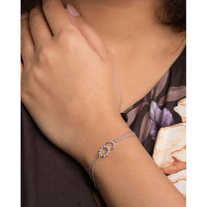 NOVAMART Fine Moon-Shaped Religious <b>Charm</b> <b>Bracelet</b> with Zircon Rhodium Plated <b>Silver</b> for Unisex Gift or Party-Wear Wholesale Exp - Product Image 3