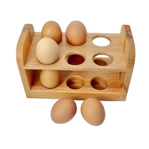 Plateau à oeufs en bois de bambou haut de gamme distributeur d'oeufs de réfrigérateur support de stockage de cuisine pour 6 oeufs. - Product Image 6