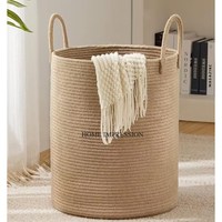 Panier de rangement en rotin brun clair de qualité supérieure panier en rotin tendance décoratif de forme ronde pour la maison et la cuisine pour la vente en gros