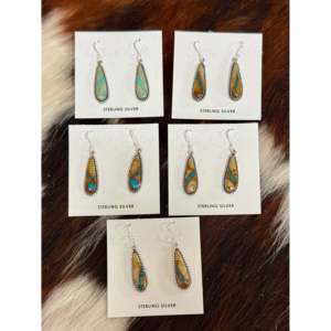 Pendientes Colgantes Hechos a Mano en Estilo Navajo con Turquesa Royston y Plata de Ley, Diseño en Forma de Gota de Agua - Product Image 5