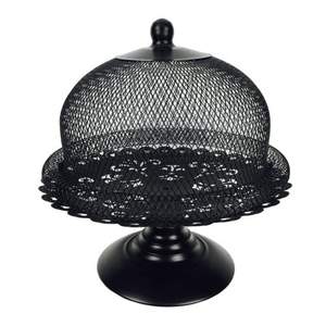 Support de gâteau simple à revêtement en poudre noire, élégant, enduit de poudre noire, fait à la main, décoratif, pour serveur de gâteau de cuisine aux fruits - Product Image 1
