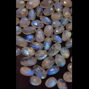 Cabujón de piedra lunar arcoíris Natural de alta calidad 13mm-21mm Oval Irregular 600 Cts Lot Rosecut Flat Back US $77 All High White Pink - Product Image 5
