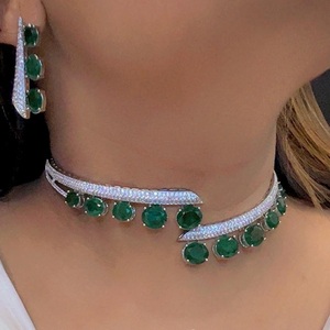 Glamorous High Quality <b>Silver</b> Finish Zircon Doublet <b>Necklace</b> <b>Set</b> With <b>Earrings</b> Wedding <b>And</b> Party Wear Collection For Women - Product Image 1