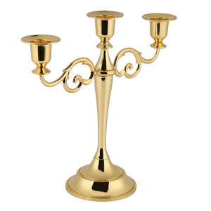 5 Arms Metal Candelabra With Gold Plating Finishing Round Base Elegant Design Top Quality for Home & Wedding Decoration - Product Image 4