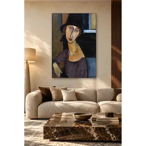 Fida Modigliani Jeanne Hbuterne avec chapeau, impression sur toile - Product Image 4