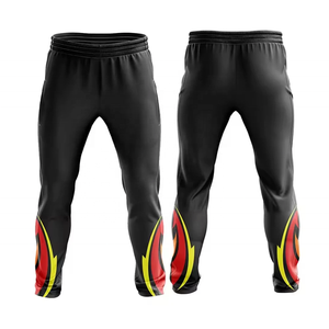 Custom Paintball <b>Pants</b> Black With Red-Yellow Flame-Design Training Joggers Universal-Fit Oxford-Cloth Material - Product Image 3