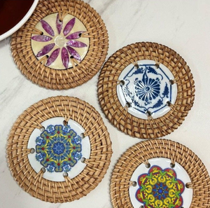 Le dernier style de l'usine porte-gobelet en rotin élégant sous-verres à thé et à café tapis et tampons décoratifs - Product Image 5