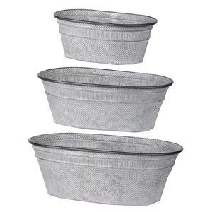 Pot de fleurs en métal fini galvanisé à texture argentée lot de 3 pour la maison salon entrée manière jardinière de fleurs décorative - Product Image 2