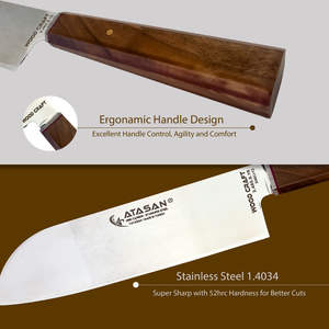 Cuchillos de cocina profesionales, cuchillos de chef de cocina con mango de madera con logotipo personalizado, cuchillos de corte - Product Image 3