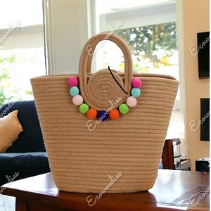 Nouvel arrivage de corde de coton sacs à main faits à la main pour femmes voyage plage mode tissé bord de mer vacances plage sac à main en osier - Product Image 2