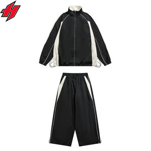 Combinaisons de jogging deux pièces vintage en nylon avec logo personnalisé ensemble coupe-vent avec fermeture éclair complète - Product Image 1