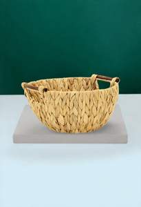 Panier rustique en jacinthe d'eau pour la décoration de la maison de style campagnard, ajoutant un charme naturel et une texture tissée - Product Image 2