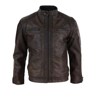 Veste de moto en cuir pour hommes, personnalisé, décontracté, véritable, doux au toucher, peau de mouton, Style motard - Product Image 1
