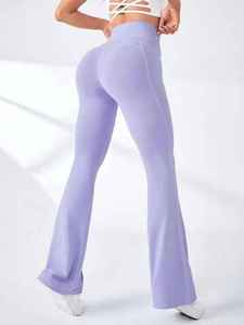 Custom <b>Women's</b> Wide-Leg Yoga Pants <b>Stretch</b> Workout <b>Trousers</b> with Pockets & Personalized Logo - Product Image 4