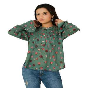 Floral Print Cotton Blouse , Hippie Boho Casual Shirts, Summer Shirts, <b>Sleep</b> Shirts, Button Blouse, <b>Gift</b> For Her - Product Image 1