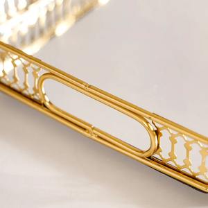 Luxury Gold Finished Rectangular Mirror Base Metal Tray Suitable for Diwali Wedding Housewarming and <b>Festive</b> <b>Gifting</b> Purpose - Product Image 5