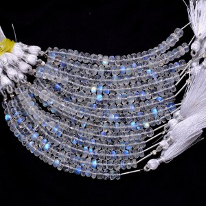 Pierre de lune bleue AAA+ 6 mm, perles facettées rondes, pierre de lune arc-en-ciel naturelle blanche, perles en vrac pour la création de bijoux - Product Image 1