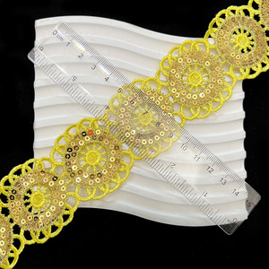 Stile etnico in pizzo solubile in acqua accessori di abbigliamento con 22 colori 4.5cm codice a barre con paillettes per stili di moda - Product Image 6