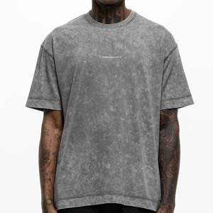 Hombres ácido lavado camiseta impresa calle desgaste Hip Hop ácido lavado algodón camisetas - Product Image 5