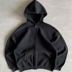 Sudadera con Capucha Extra Grande 100% Algodón, Lavada al Ácido, Bordada, con Cierre, para Hombre, Personalizada, Hombros Caídos, Corte Cuadrado, Gruesa, Ecológica, Otoño - Product Image 1