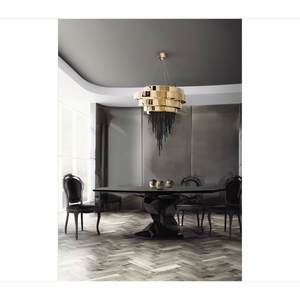 Modern Bonsai Black Dining <b>Table</b> Extendable Design Resin Top Stable Assembled Mahogany Sintered Stone Material for Home Bar Use - Product Image 6