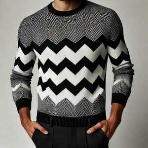 Pull à col rond en jacquard pour homme, personnalisé, OEM ODM, automne, dessin animé, 100% alpaga, logo avant, noir - Product Image 3