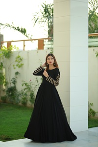 Vestido Maxi de Chifón Anarkali Lehenga Choli Premium para Bodas, Manga Larga, Acrílico, para Mujer, Ropa de Fiesta India y Pakistaní - Product Image 5