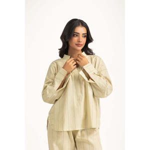 Camisa de Lino de Corte Regular WM-COD-SS25-366T con Cuello Mao Transpirable y Elemento de Moda Sencillo - Product Image 1