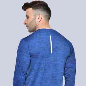 T-shirts de compression à manches longues bleus ajustés, anti-UV et respirants, haut ajusté à manches longues tendance, rashguard respirant - Product Image 5