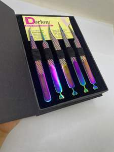 Sustainable Quality Rainbow Coated <b>Eyelash</b> <b>Tweezers</b> Diamond Grip Lash <b>Tweezers</b> Stainless Steel Private Logo <b>Tweezers</b> for Lashes - Product Image 6
