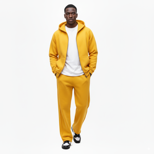 Conjunto de chándal de algodón 100% grueso para hombre, rojo, con sudadera con capucha de forro polar y cremallera, y pantalones de chándal de pierna ancha, estilo urbano, fabricante. - Product Image 6