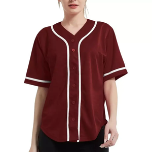 Camiseta de béisbol con cuello en V sublimada de poliéster personalizada, ropa deportiva estampada Unisex con logotipo bordado para hombres y mujeres de softbol - Product Image 4