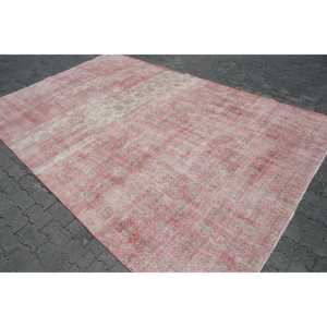 7.1x10.5 ft Rug, Turkish Vintage Rug, <b>Red</b> <b>Wool</b> Rug - Product Image 2