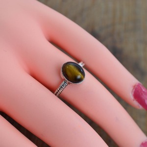 Anillo de Plata de Ley 925 con piedras preciosas de ojo de Tigre, joyería hecha a mano, anillo de estilo bohemio de plata, joyería para mujer, regalo de boda para esposa - Product Image 2