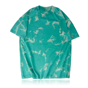 100% algodón Jersey calidad Tie Dye estampado cuello redondo Camiseta con bordado Diseño sólido para hombres y mujeres Casual para Look - Product Image 1