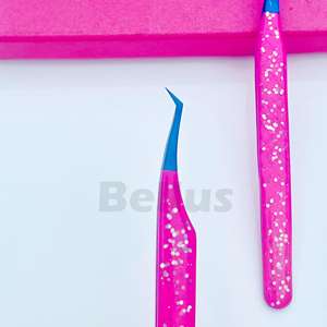 Pinzas de extensión de pestañas de embalaje personalizado Pinzas de pestañas de volumen de acero inoxidable con precios de fábrica competitivos - Product Image 3