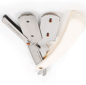 Maquinilla de afeitar de barbero de borde recto para hombre con cuchillas de afeitar de barbero de un solo Borde de acero inoxidable platino 100 para un afeitado de barbería - Product Image 4