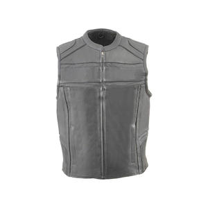 Gilet en cuir de motard pour hommes à la mode Gilet noir Moto & Course automobile - Product Image 5