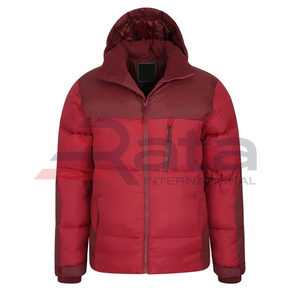Chaqueta Acolchada con Capucha para Hombre RATA INTERNATIONAL, Cuello Alto, Cierre de Cremallera, Impermeable, Resistente al Viento, Exterior de Lona, Estilo Casual - Product Image 5