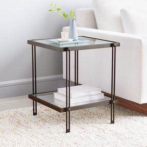 Table d'appoint élégante pour la décoration intérieure Table de meuble d'intérieur au design moderne de couleur noire Table carrée en métal verre thé café - Product Image 3