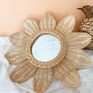 Espejo de pared de jacinto de agua redondo Vintage tejido a mano ecológico de Vietnam Natural de Thanh Cong - Product Image 2