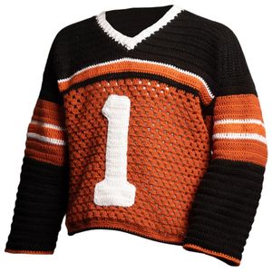 Suéter de Fútbol de Ganchillo Hecho a Mano para Hombre, Top Deportivo de Punto Personalizado, Manga Larga, Ropa Urbana, Suministro OEM - Product Image 1