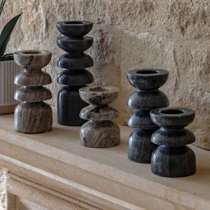 Porte-bougie en marbre de pierre naturelle pour la décoration de la chambre à coucher, améliorant l'ambiance paisible avec un éclairage doux et chaleureux de la lumière des bougies - Product Image 6