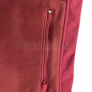 Veste de chasse à coquille souple rougeâtre légère et chaude couche intermédiaire zippée 320 Gsm Logo personnalisé vêtements de travail en plein air veste polaire - Product Image 6