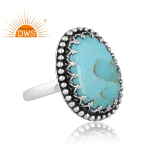 Best Quality Oxidized Sterling Silver Natural Kingman Turquoise Gemstone <b>Adjustable</b> <b>Ring</b> Custom Jewelry for Women Gift for Her - Product Image 2