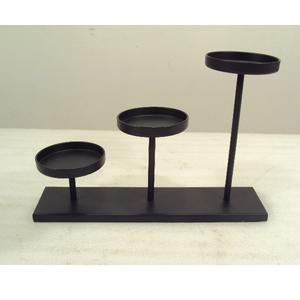 Bougeoir de pilier de fer noir de conception de modèle de feuille pour la table de mariage de fête de salon à la maison décorative - Product Image 4