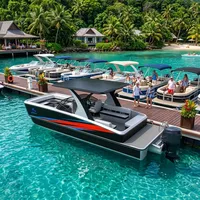 Bateau à pontons en fibre de verre, moteur hors-bord 90 CV, haute vitesse, divertissement familial et pêche en lac, toutes saisons, nouveau modèle
